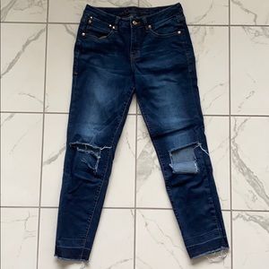 Jag Ripped Dark Wash Jeans Mid Rise Slim Ankle